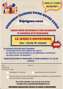 On recrute dans l'APEL/OGEC